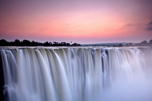 Victoria waterfall at dawn.