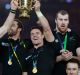 The All Blacks with the Webb Ellis Cup.