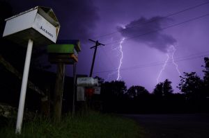 Lightning echoed through the valleys at Laguna , north of Sydney . Photo Nick Moir 4 feb 2017