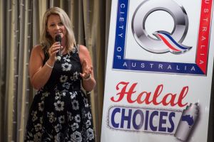 Kirralie Smith speaks at the Sydney fundraiser organised by the Q Society.