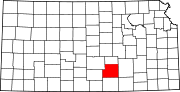 Map of Kansas highlighting Sedgwick County