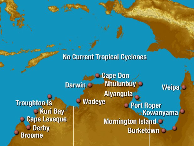 Northern Territory tropical cyclone track map