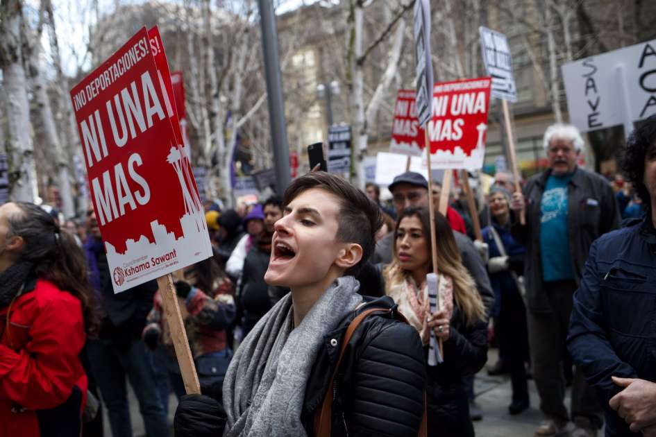 Protesters gathered Friday outside the Seattle federal courthouse where a "dreamer" arrested a week before was expected to make his first appearance. &nbsp;