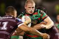 Crucial figure: George Burgess puts in a strong showing for Souths in their trial against Manly at Campbelltown Stadium.