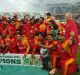Happier days: Islamabad United celebrate their win in the Pakistan Super League.