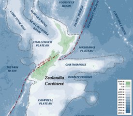 Map of the Zealandia (continent)