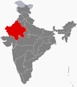 Location of Rajasthan in India