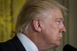 U.S. President Donald Trump, listens to a question from a member of the media during a news conference with Benjamin ...