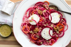 Irena Macri's raw beetroot and carrot salad with goat's cheese.