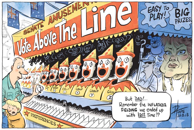 Cartoon: Above-the-line voting for the Senate