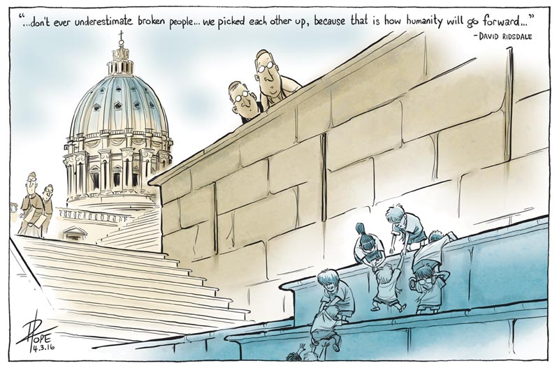 Cartoon: the long road to Rome for abuse survivors