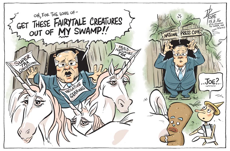 Cartoon: Treasurer calls Labor tax policy a unicorn