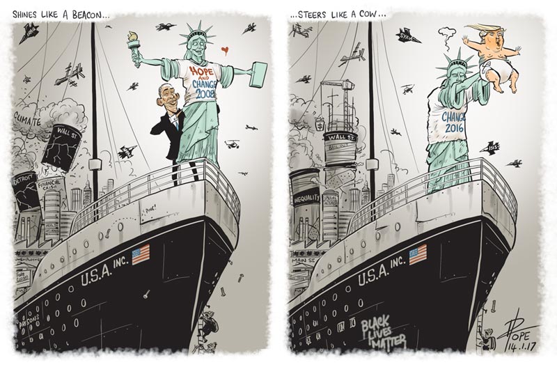 Cartoon: the ship of state (the end of the Obama era)