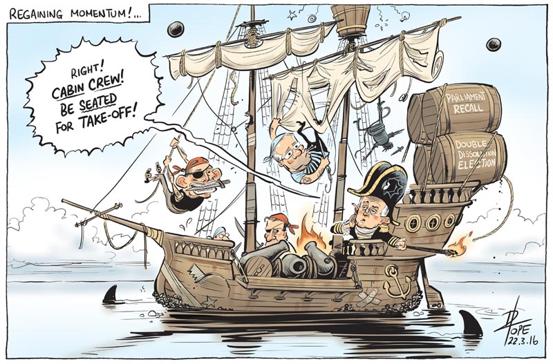 Cartoon: Turnbull prepares a Double Dissolution election