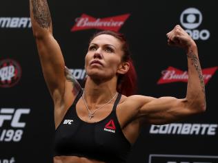 CURITIBA, BRAZIL - MAY 13: Cris Cyborg Justino of Brazil weighs in during the UFC 198 weigh-in at Arena da Baixada stadium on May 13, 2016 in Curitiba, Brazil. (Photo by Buda Mendes/Getty Images)