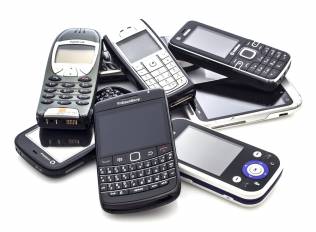 A pile of old mobile phones