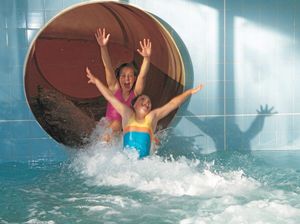 Fun on the slides at Moana Pool in Dunedin.