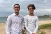 A photo of Callum Parker, member of Geraldton Shark Hunters, and Dylan Welsh, the founder of the social media group