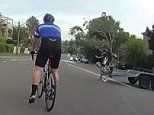 Cyclist Jerry Larrett is seen slamming into a vehicle's trailer in Dee Why on Sydney's northern beaches earlier this month