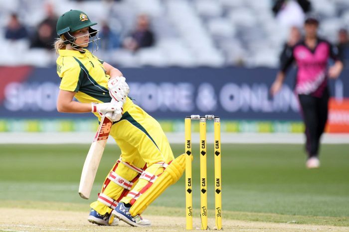 Meg Lanning sways out of the way of a ball