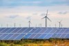 artists depiction of the Port Augusta wind farm, multiple turbines from a distance