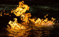 Feeding  the  beast. Image of the Condamine River on fire