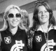 ABBA's Agnetha and Frida wearing Carlton's jumpers.