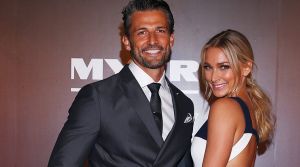 MELBOURNE, AUSTRALIA - FEBRUARY 16: Anna Heinrich and Tim Robards arrives ahead of the Myer Autumn 2017 Fashion Launch ...