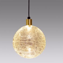 Eon Sans S3 Pendant - Brass/Crackle Glass