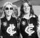 ABBA's Agnetha and Frida wearing Carlton's jumpers.