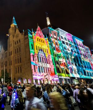 MELBOURNE, AUSTRALIA - FEBRUARY 18: The Fractured Fairytales is seen during White Night Melbourne on February 18, 2017 ...