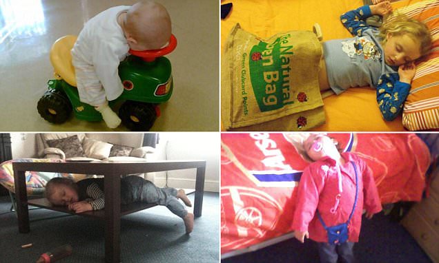 MailOnline readers show kids sleeping in strange places