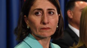 NSW Premier Gladys Berejiklian, Deputy Premier John Barilaro and Minister for Local Government Gabrielle Upton hold a ...