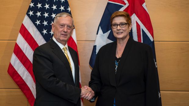 US secretary for defence James Mattis and Defence Minister Marise Payne.