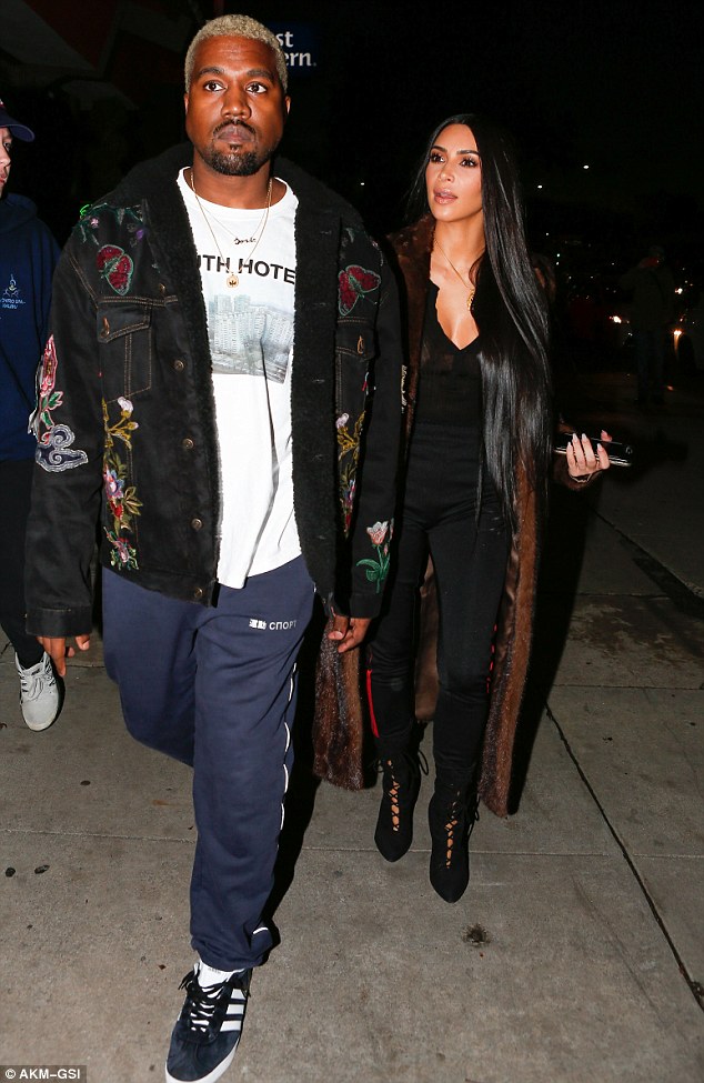 Date night: Kim Kardashian and Kanye West stepped out for a romantic dinner in Los Angeles on Saturday