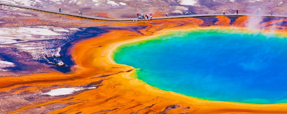 The Grand Prismatic Spring in Yellowstone National Park.