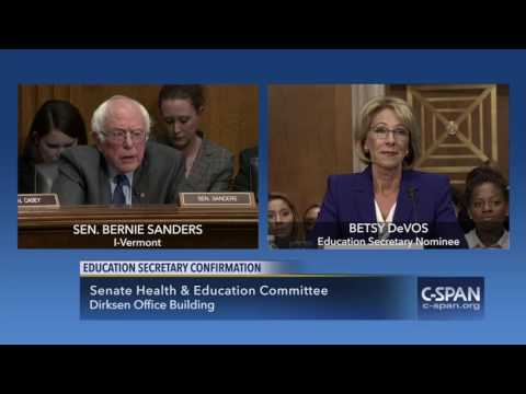 Exchange between Sen. Bernie Sanders and Betsy DeVos (C-SPAN)