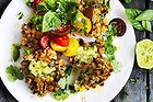 Corn fritters with jalapeno butter.