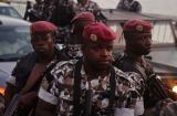 Ivory Coast troops provide security during an election rally of Ivory Coast incumbent President Alassane Ouattara in 2015. 