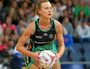 Natalie Medhurst of the Fever passes during the round one Super Netball match against the Fever.