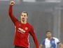 Manchester United's Zlatan Ibrahimovic celebrates scoring his side's second goal against Blackburn Rovers.