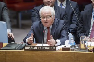 Vitaly I. Churkin, Permanent Representative of the Russian Federation to the UN, addresses the Council after the vote