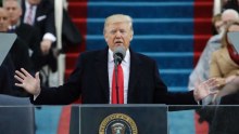 President Donald Trump delivers his inaugural address