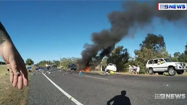 Up to 20 vehicles were forced into ditches during before the horrifying crash.