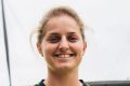 Canberra United players Ellie Brush and Jenna McCormick outside Canberra Stadium. Both women have had to put their AFL ...