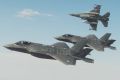 A Royal Australian Air Force F-35A flies in formation with a US Air Force F-35 and F-16 during trial flights from Luke ...