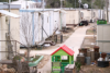 Demountable buildings lined up in a row