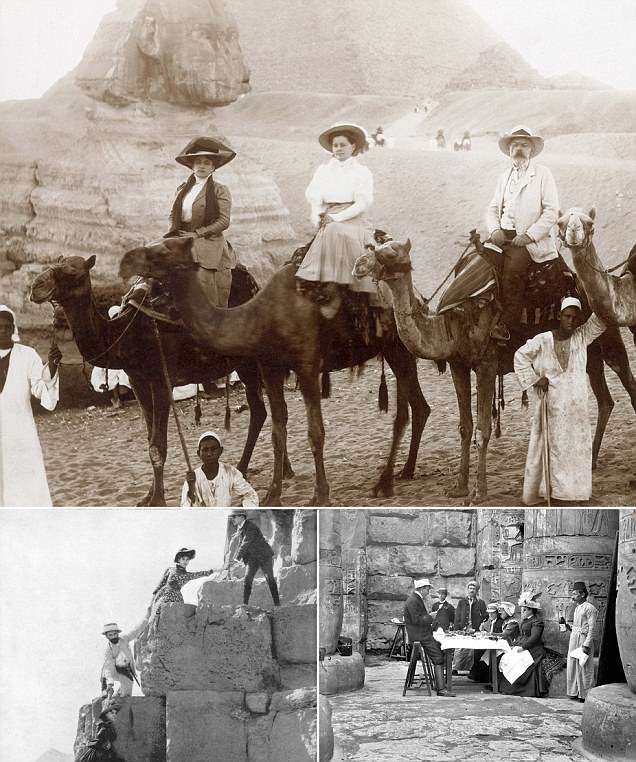 Vintage photos show Victorian tourists at Egypt's pyramids