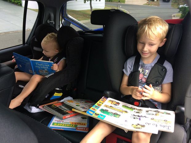 Kids in rear seat of long term test 2016 Toyota HiLux SR5.