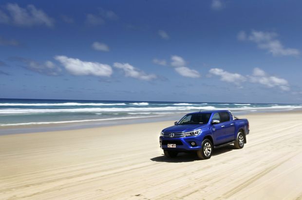 2016 Toyota HiLux Double Cab 4x4 SR5 on Teewah Beach, Noosa North Shore.